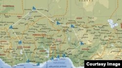 The route activists plan to walk on their multi-country trek. Courtesy - 'Walk to Mali.'