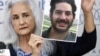 FILE - Debra Tice, mother of U.S. journalist Austin Tice, holds a portrait of her son during a press conference in Beirut, Lebanon, July 20, 2017. Tice has been held in Syria since 2012. On Dec. 24, 2024, Hostage Aid Worldwide said it believes Tice is still alive. 
