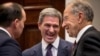 From left, Sen. Mike Lee, Republican-Utah, former Virginia Attorney General Ken Cuccinelli, and Sen. Chuck Grassley, Republican-Iowa, share a laugh before an event at the White House in Washington, Nov. 14, 2018.