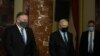 US Secretary of State Mike Pompeo, left, and Israeli Prime Minister Benjamin Netanyahu leave after making a joint statement in Jerusalem, Nov. 19, 2020. 