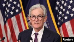 Kepala Bank Sentral AS Jerome Powell berbicara dalam konferensi pers di Washington, pada 18 Desember 2024. (Foto: Reuters/Kevin Lamarque)