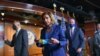 Speaker of the House Nancy Pelosi, D-Calif., leaves at the end of a news conference on priority issues, including voting rights, public health, and infrastructure, at the Capitol in Washington, July 30, 2021.