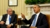 U.S. President Barack Obama speaks alongside Israeli Prime Minister Benjamin Netanyahu in the Oval Office of the White House in Washington, Sep. 30, 2013. 