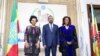 ወይዘሪት ብርቱካን ሚደቅሳ፣ ጠ/ሚኒስትር አብይ አሕመድ፣ ወ/ሮ መአዛ አሸናፊ 