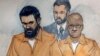 In this courtroom sketch, Jonas Edmonds, left, and Hasan Edmonds stand in front of an FBI agent as they appear at a hearing at federal court in Chicago, March 26, 2015.