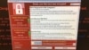 This image provided by the Twitter page of @fendifille shows a computer at Greater Preston CCG as Britain’s National Health Service is investigating “an issue with IT,” May 12, 2017. Hospitals, businesses and organizations around the world reported proble