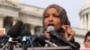 FILE - U.S. Representative Ilhan Omar, D--Minn., speaks at a news conference at the U.S. Capitol in Washington, Feb. 7, 2019.